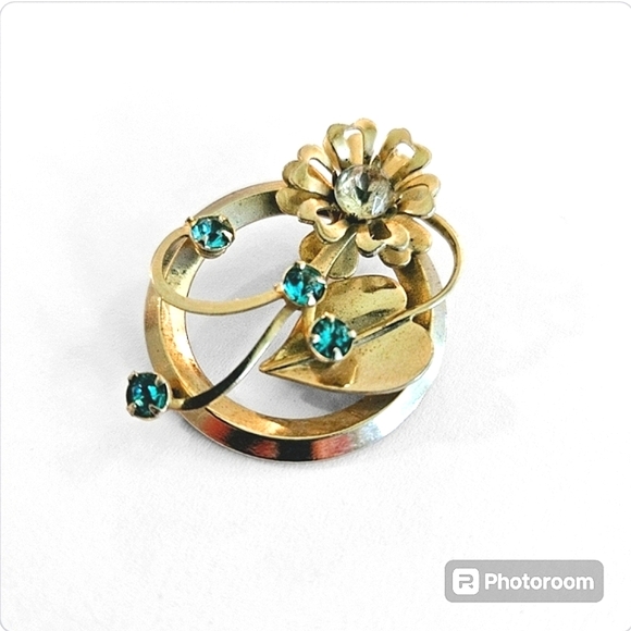 Vintage Blue Rhinestone Brooch - Picture 6 of 7